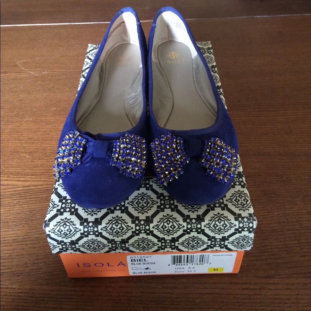 Isola Blue Flats with Embellishments